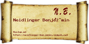 Neidlinger Benjámin névjegykártya